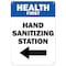 Signmission Public Safety, 7" Height, Rigid Plastic, 10" X 7", Health First Hand Sanitizing Station Left Arrow OS-NS-P-710-25468 - alternate 1